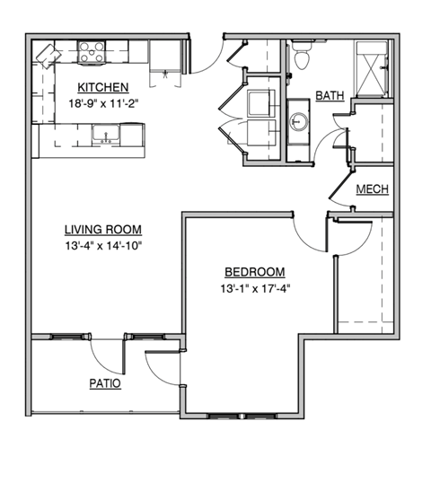 a floor plan of a house with a bedroom and a living room